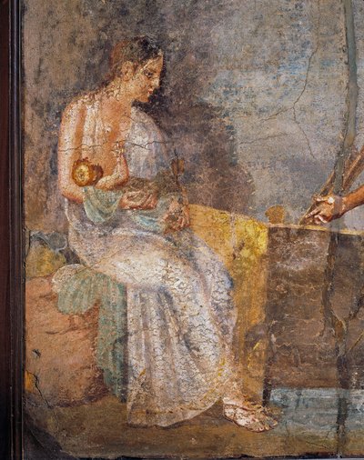 Fresco depicting mother nursing her baby, from Pompei by Roman Roman
