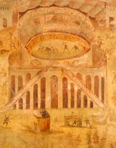 Fresco depicting quarrel between Pompeians and Nocerini in amphitheater by Roman Roman