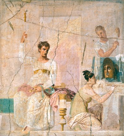 Fresco Depicting Theater Scene, from Basilica of Herculaneum (UNESCO World Heritage) by Roman Roman