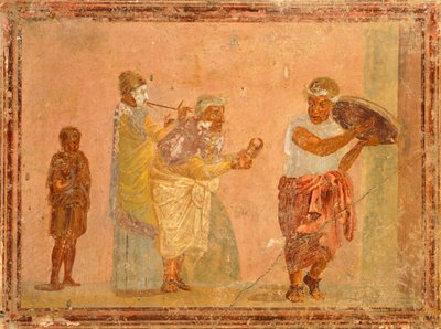 Fresco Depicting Travelling Musicians from Pompeii by Roman Roman
