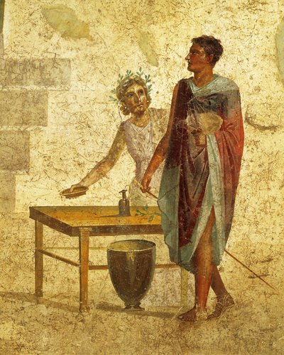 Fresco portraying Jason and Pelias from Pompeii by Roman Roman