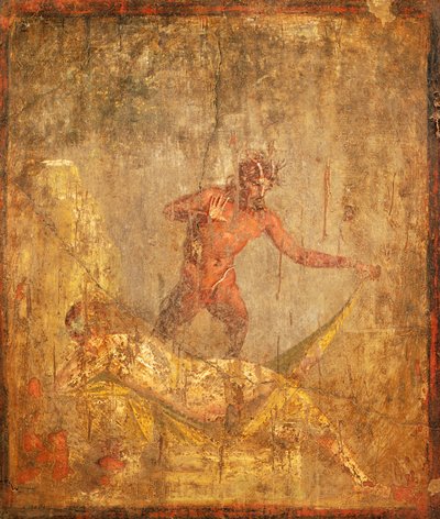 Fresco with an Erotic Subject Depicting Nymph and Pan from Pompeii by Roman Roman