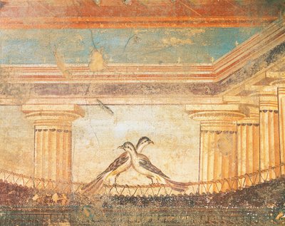 Hera Sannita Fresco Depicting Birds, House of Labyrinth, Pompeii, Campania, Roman Civilization by Roman Roman
