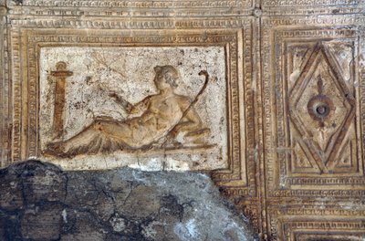 Herculaneum - bas-relief: character lengthening, decoration detail by Roman Roman
