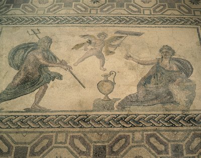 High angle view of a mural on the floor, Paphos, Cyprus by Roman Roman
