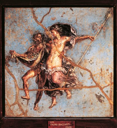 Faun and Maenad from the House of the Dioscuri, Fresco from Pompeii by Roman Roman