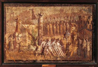 The Trojan Horse, Fresco from Pompeii by Roman Roman