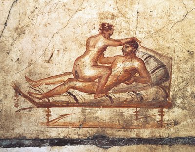 Italy, Campania Region, Naples Province, Pompei, House of Vettii, Erotic fresco by Roman Roman