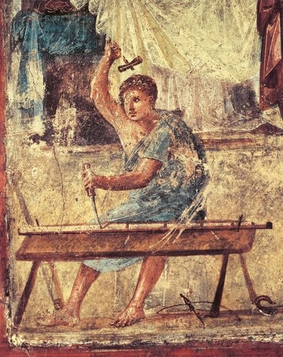 Italy, Campania Region, Naples Province, Pompeii, House of Vettii, Fresco Depicting Carpenter by Roman Roman