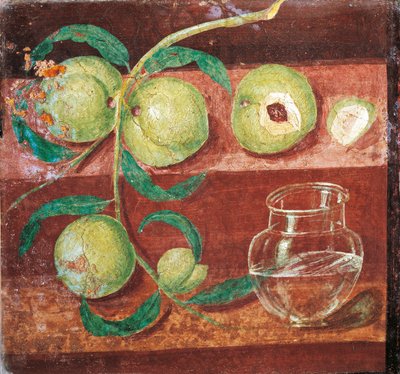 Still Life with Peach Branch, Fresco from Pompei by Roman Roman