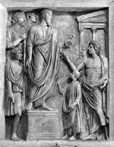 Marcus Aurelius (AD 121-180) Delivering a Speech at the Forum, or Hadrian (AD 76-138) Delivering a Funeral Oration for Sabine, probably 3rd or 4th century AD by Roman Roman