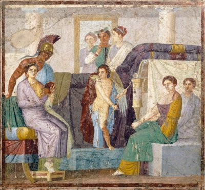 Marriage of Venus and Mars, tablinum wall painting from House of Marco Lucrezio Fronto, Pompeii, Campania, Roman Civilization by Roman Roman