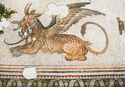 Mosaic depicting a Tigress-Griffon eating a lizard, Arasta Bazaar, Sultan Ahmet Mosque, Istanbul by Roman Roman
