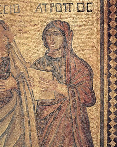 Mosaic Depicting Young Woman Reading by Roman Roman