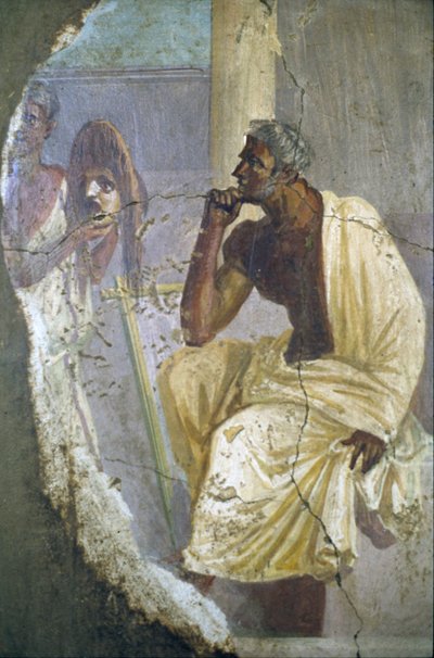 Naples, Fresco Fragment of Actor with Mask, from Pompeii by Roman Roman