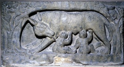 Relief in Limestone of Lupercal: Wolf with Romulus and Remus, Museum of Avenches by Roman Roman