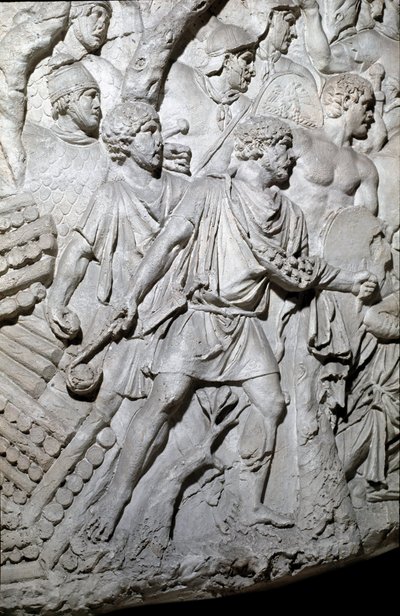Dacian Warriors Using a Stone Thrower During the First War in Dacia by Roman Roman