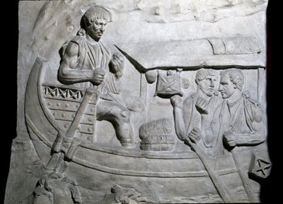 Roman Soldiers on a Ship During the First War in Dacia by Roman Roman