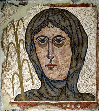 Roman Art: Allegory of Winter as a Woman Wearing a Veil. Mosaic of the 5th Century. From Quintana del Marco (Leon) Spain. Madrid, National Archaeological Museum by Roman Roman