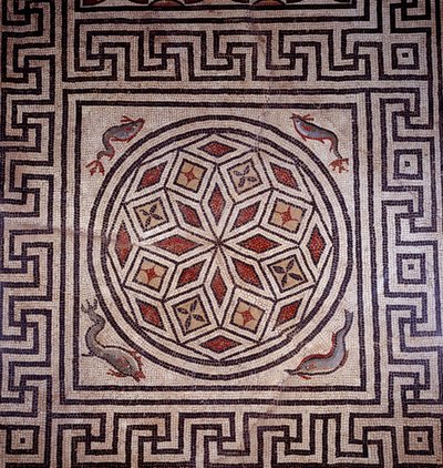 Mosaic Decorated with Dolphins by Roman Roman