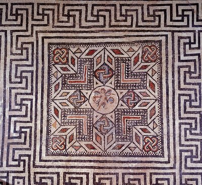 Roman art: mosaic with geometric figures by Roman Roman