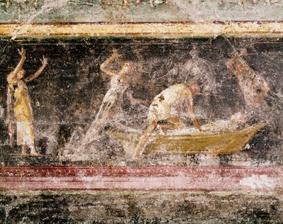 Roman art: the sentence of Bakenranef (Bocchoris) king of Egypt (detail) - Fresco from the frieze of room C, Villa Farnesina, Rome, Museo Nazionale Romano by Roman Roman