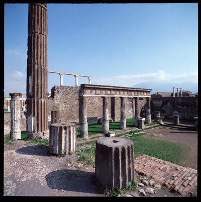 Roman art: view of the temple of Apollo on the archeological site of Pompei (4th century BC-2nd century BC) Italy by Roman Roman