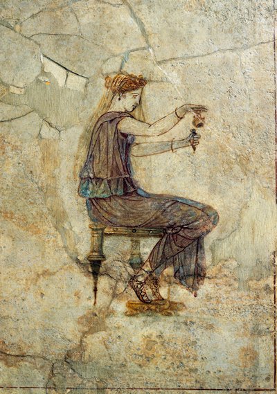 Roman civilization, fresco portraying girl pouring perfume, from Pompeii by Roman Roman