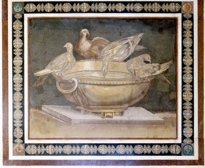 Roman Mosaic Representing 4 Doves by Roman Roman