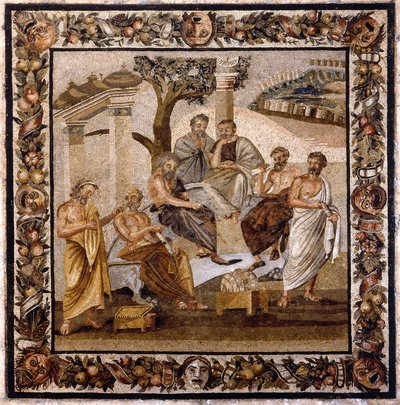 The Academy of Plato, Mosaic Found at Boscotrecase, National Museum, Naples by Roman Roman