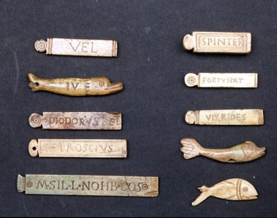 Theatre tickets in ivory from the Roman era by Roman Roman