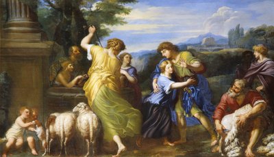 Jacob and Rachel at the well by Roman School