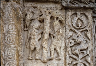 Adam and Eve (detail) by Romanesque