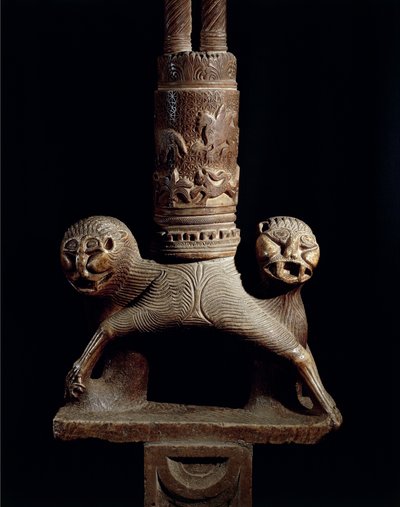 Detail of Easter Candlestick with Lions by Romanesque