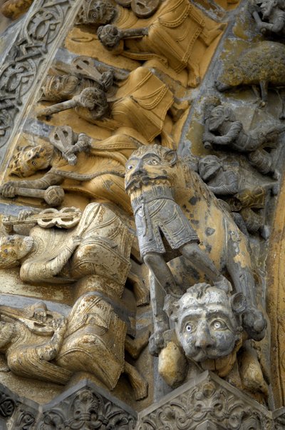 Detail of the Carved Vault of the Façade of the Cathedral Saint Marie by Romanesque