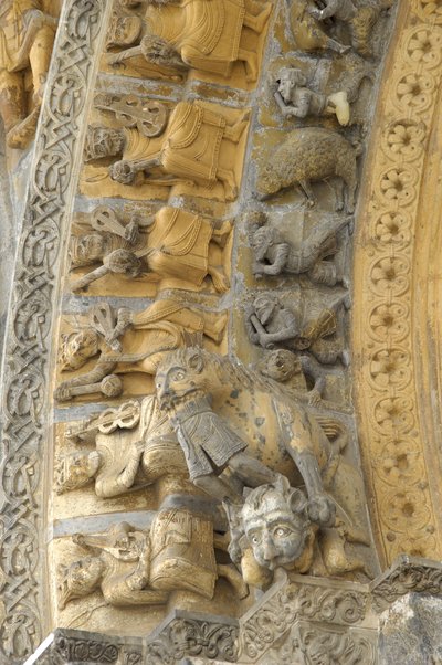Detail of the Carved Vault of the Façade of the Cathedral Saint Marie, Oloron Sainte Marie by Romanesque