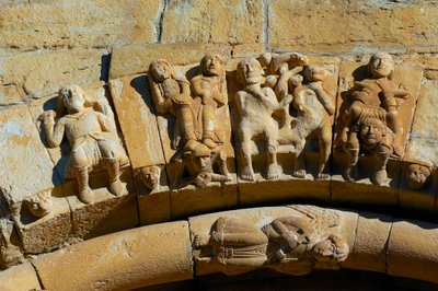 Façade of the Church of Saint Maria de Covet, Isona, Spain (detail) by Romanesque