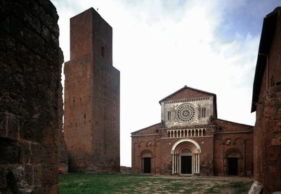 Facade and Steeple of the Church of St Peter, Tuscania, Italy by Romanesque