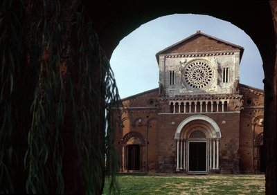 Facade of the Church of St Peter (restored 1870) by Romanesque