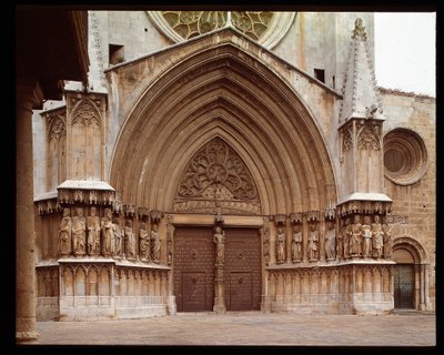 Gothic Art: (detail) of the central portal of the Cathedral of St. Thecla in Tarragona by Romanesque
