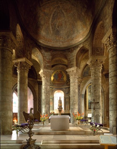 Romanesque art: inner view of the church Notre Dame la Grand, Poitiers (Vienna) by Romanesque