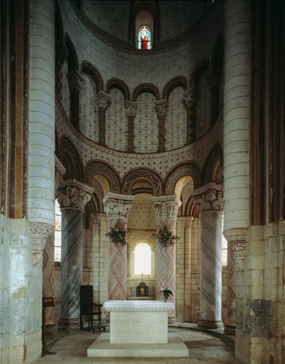Inside view of the apse and the ambulatory of the church of St. Peter by Romanesque