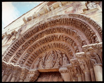 Romanesque art: tympanum of the church of Saint Dominica (Iglesia de Santo Domingo, St Dominic church tympanum) 12th century Soria, Spain by Romanesque