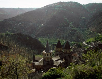 View of the Church of the Abbey Sainte Foy of Conques by Romanesque