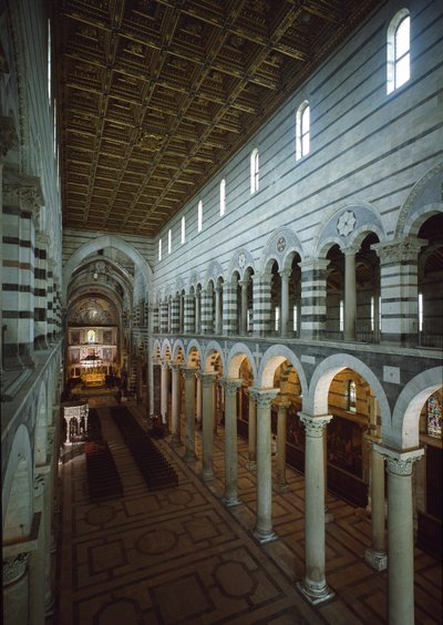 View of the Central Nave of the Cathedral (Duomo di Santa Maria Assunta di Pisa) by Romanesque