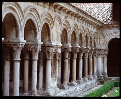 View of the cloister of the Royal Monastery of Las Huelgas de Burgos by Romanesque