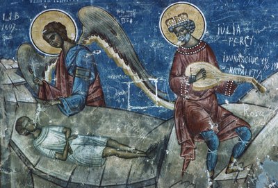 Death of the Just, (detail) from The Last Judgement, 1547-50 by Romanian School
