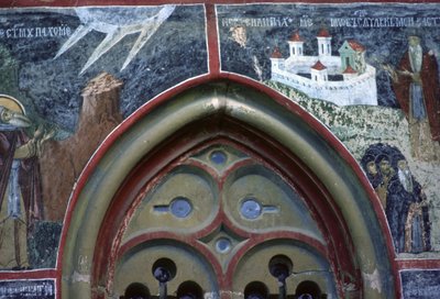 Gothic Window and the Life of St Pachomius, from the North Wall of the Church, c.1601 by Romanian School