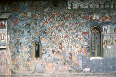 Ladder of Heaven, Painting on the North Front of the Church, c.1601 by Romanian School