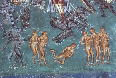 The Damned, (detail) from The Last Judgement, 1547-50 by Romanian School